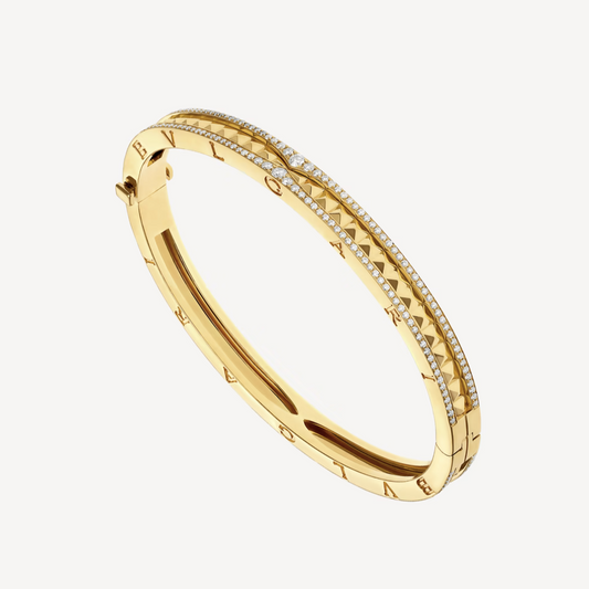 [AuraEcho]ZERO 1 SPIRAL AND PAVED DIAMOND GOLD BRACELET