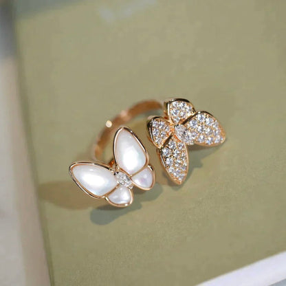 [AuraEcho]TWIN BUTTERFLY DIAMOND MOP RING
