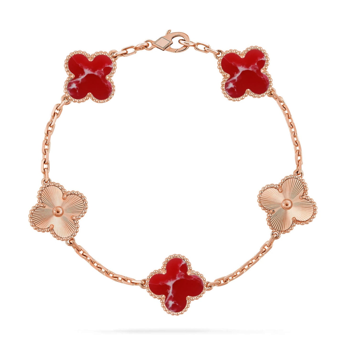 [AuraEcho]CLOVER 5 MOTIF RED PATTERN BRACELET COLLECTION