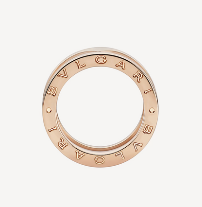 [AuraEcho]ZERO 1 TWO-BAND LOOPS AND WHITE CERAMIC SPIRAL PINK GOLD RING