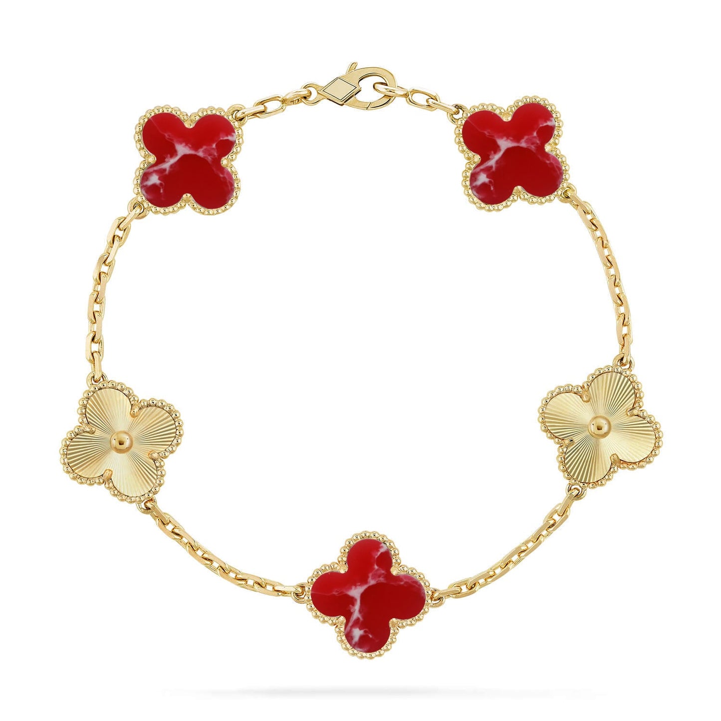[AuraEcho]CLOVER 5 MOTIF RED PATTERN BRACELET COLLECTION