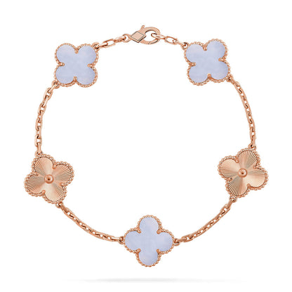 [AuraEcho] CLOVER 5 MOTIF PURPLE CHALCEDONY BRACELET COLLECTION
