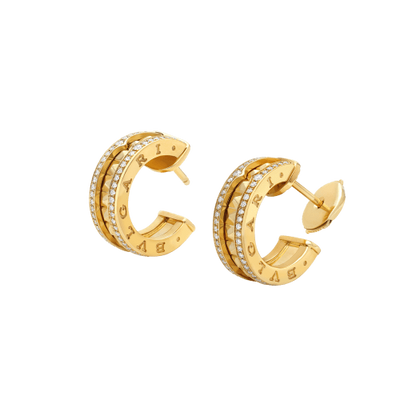 [AuraEcho]ZERO 1 ROCK GOLD EARRINGS WITH STUDDED SPIRAL AND PAVED DIAMONDS