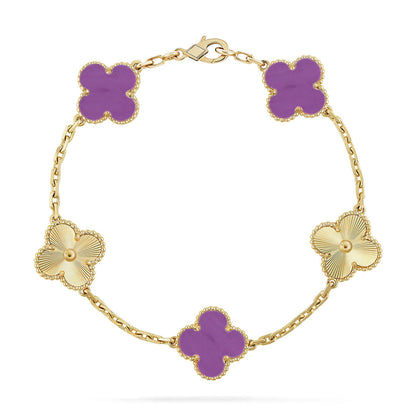 [AuraEcho] CLOVER 5 MOTIF VIOLET BRACELET COLLECTION