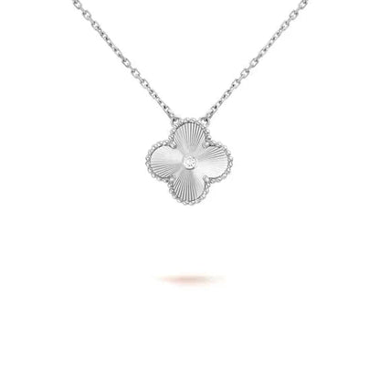 [AuraEcho]CLOVER  15MM DIAMOND LASER NECKLACE SILVER