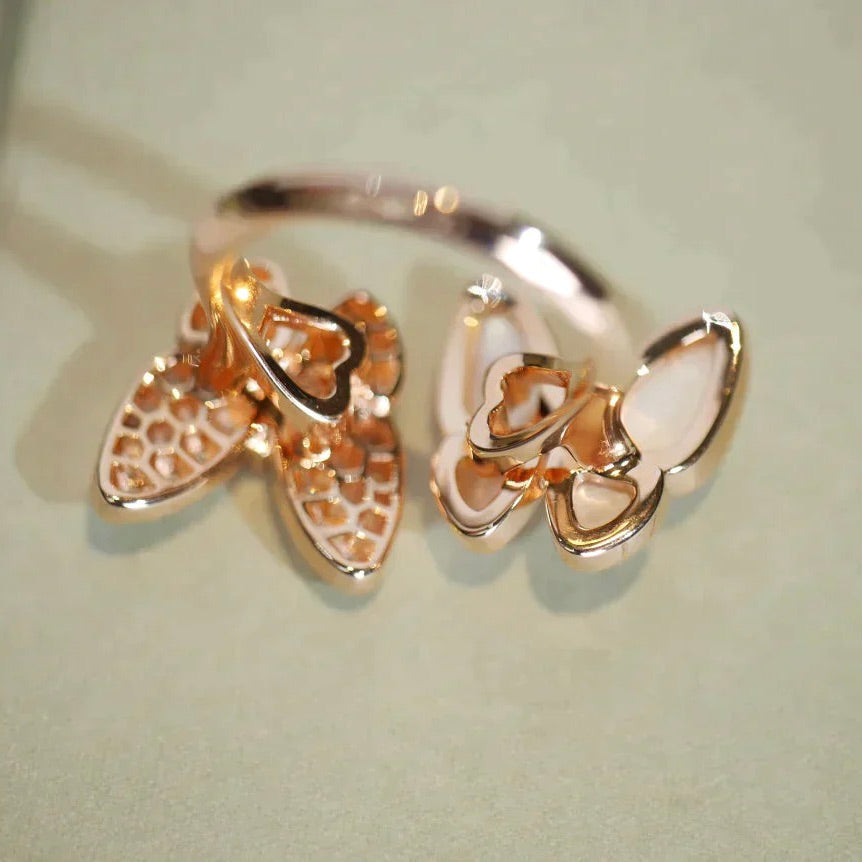 [AuraEcho]TWIN BUTTERFLY DIAMOND MOP RING