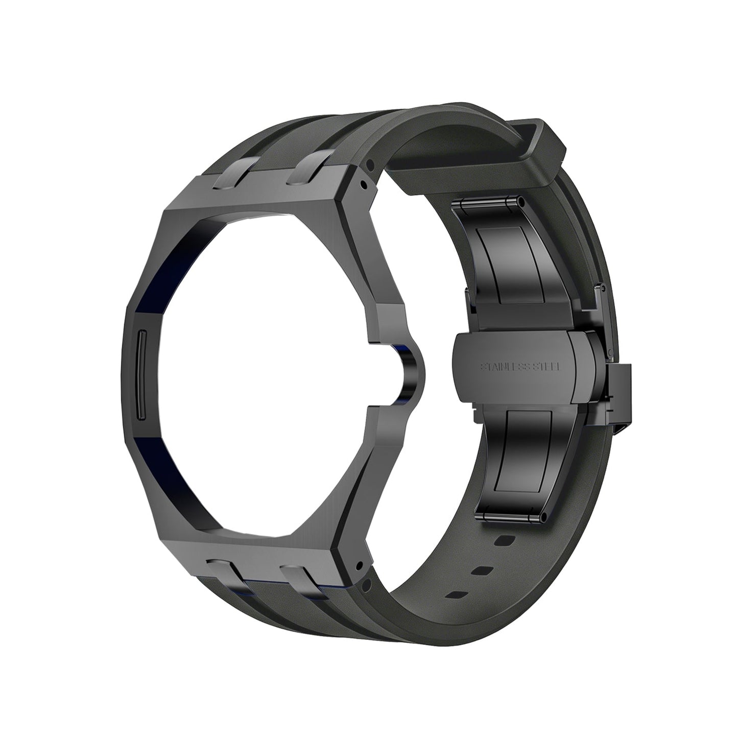 [AuraEcho]Oak Pop Black Steel Case & Silicone Strap(Only Strap)