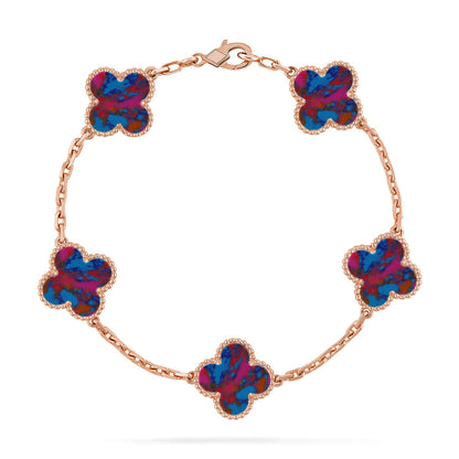 [AuraEcho]CLOVER 5 MOTIF COLOR GEMSTONES BRACELET COLLECTION