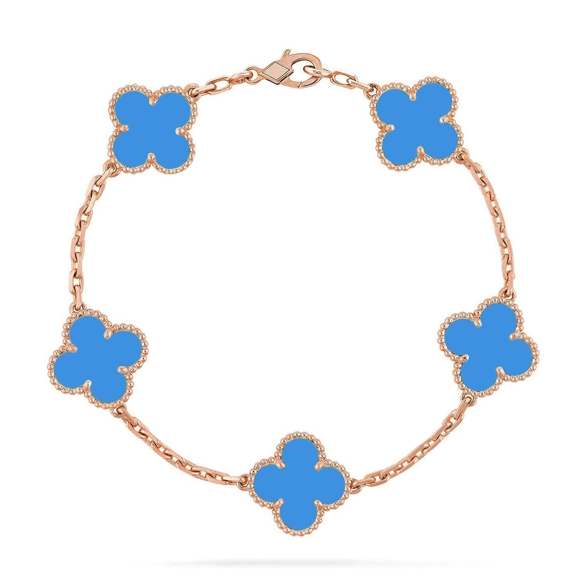[AuraEcho] CLOVER 5 MOTIF BLUE AGATE BRACELET COLLECTION