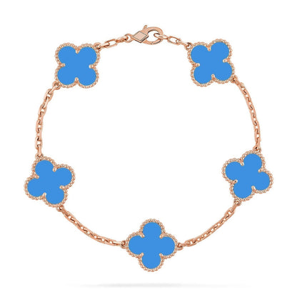 [AuraEcho] CLOVER 5 MOTIF BLUE AGATE BRACELET COLLECTION