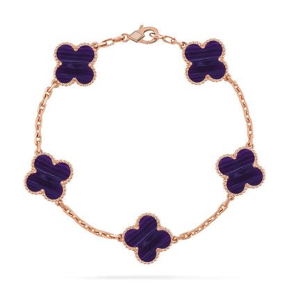 [AuraEcho]CLOVER 5 MOTIF PURPLE STRIPES BRACELET COLLECTION