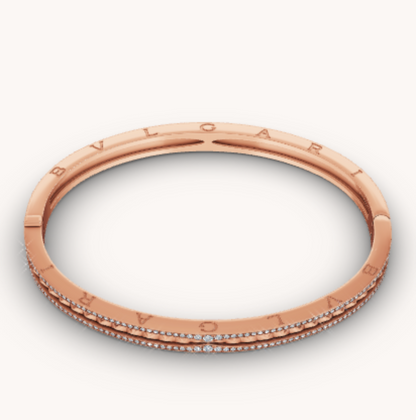 [AuraEcho]ZERO 1 SPIRAL AND PAVED DIAMOND PINK GOLD BRACELET