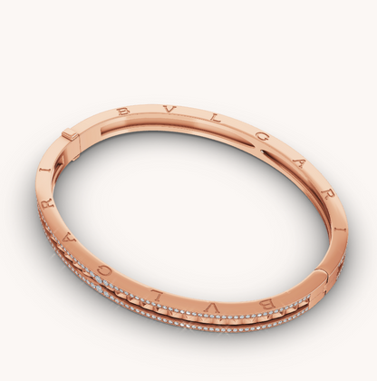 [AuraEcho]ZERO 1 SPIRAL AND PAVED DIAMOND PINK GOLD BRACELET