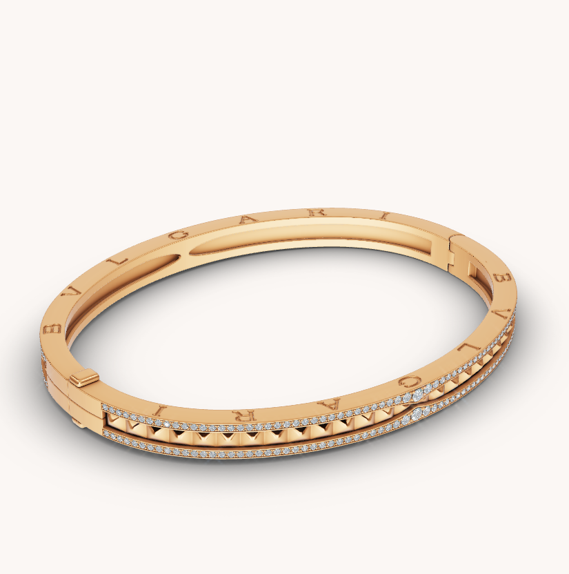 [AuraEcho]ZERO 1 SPIRAL AND PAVED DIAMOND GOLD BRACELET