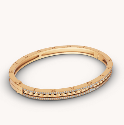 [AuraEcho]ZERO 1 SPIRAL AND PAVED DIAMOND GOLD BRACELET