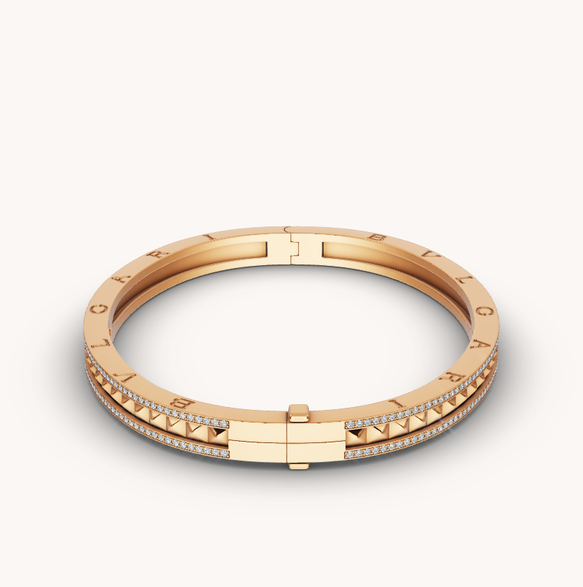 [AuraEcho]ZERO 1 SPIRAL AND PAVED DIAMOND GOLD BRACELET
