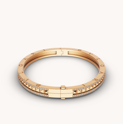 [AuraEcho]ZERO 1 SPIRAL AND PAVED DIAMOND GOLD BRACELET