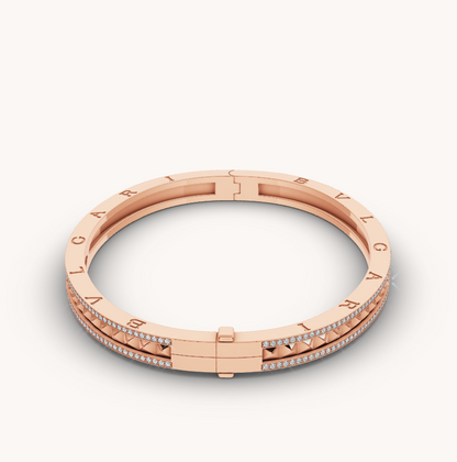 [AuraEcho]ZERO 1 SPIRAL AND PAVED DIAMOND PINK GOLD BRACELET