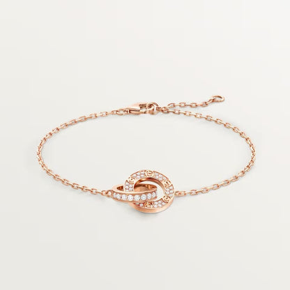 [AuraEcho]LOVE DOUBLE RING FULL DIAMOND BRACELET