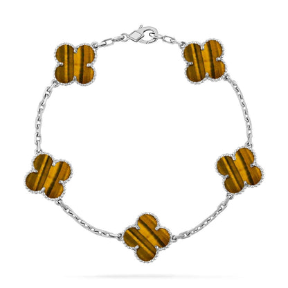 [AuraEcho] CLOVER 5 MOTIFS TIGER EYE BRACELET COLLECTION