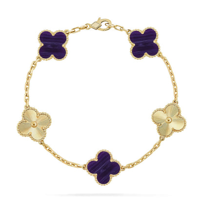 [AuraEcho]CLOVER 5 MOTIF PURPLE STRIPES BRACELET COLLECTION