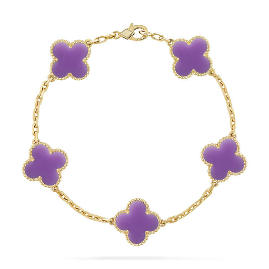 [AuraEcho]CLOVER 5 MOTIF LIGHT PURPLE BRACELET COLLECTION