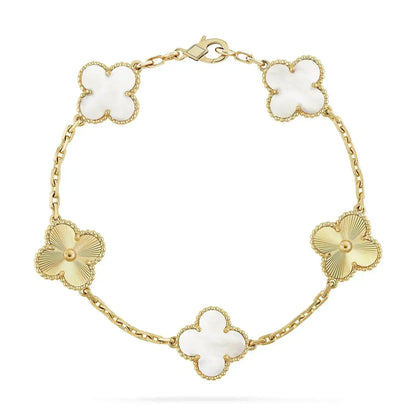 [AuraEcho]CLOVER BRACELET 5 MOTIF WHITE MOP PINK GOLD