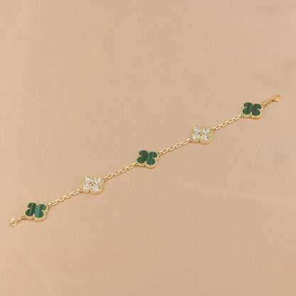 [AuraEcho] CLOVER 5 MOTIF MALACHITE BRACELET COLLECTION