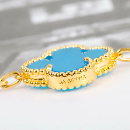[AuraEcho] CLOVER 5 MOTIF TURQUOISE BRACELET COLLECTION