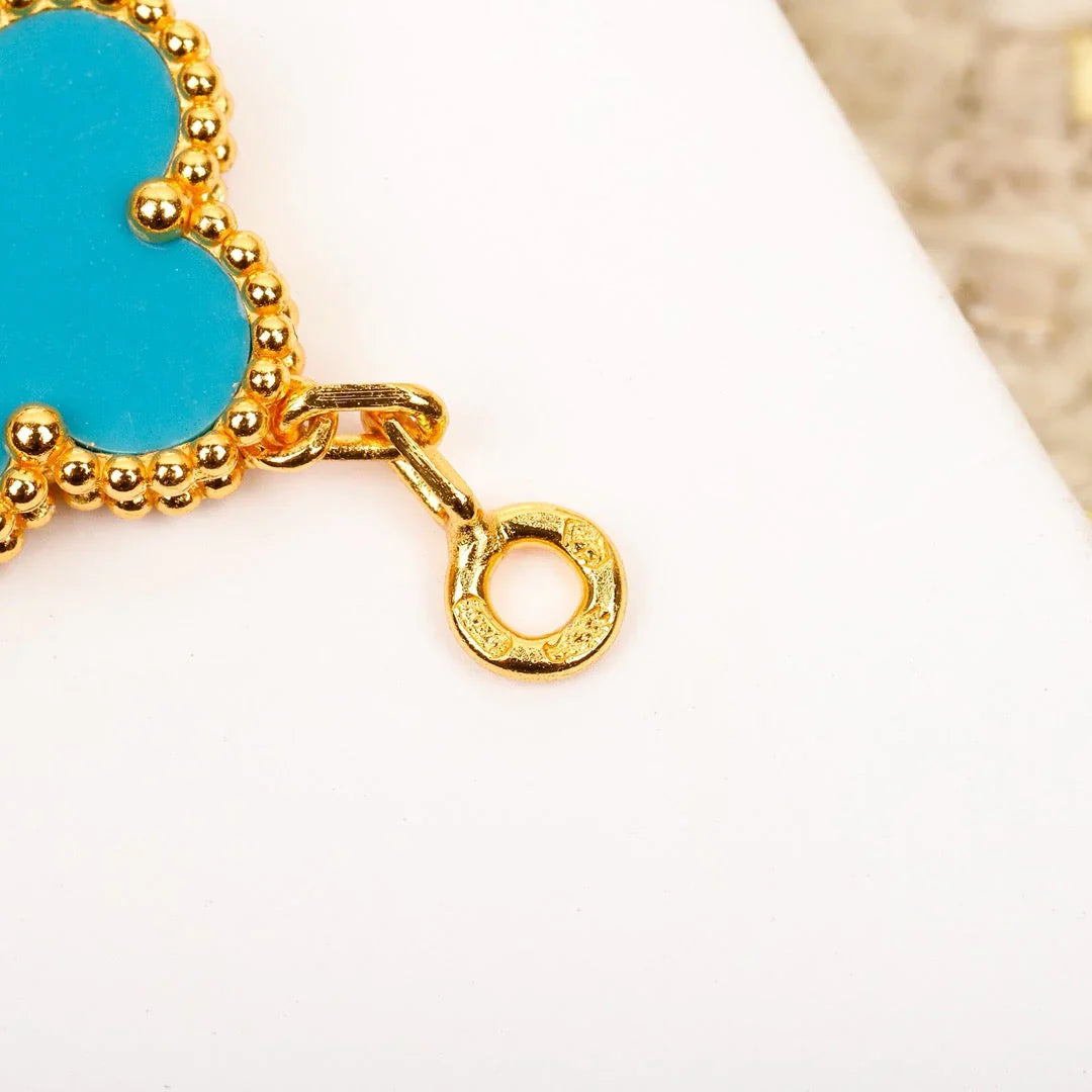 [AuraEcho] CLOVER 5 MOTIF TURQUOISE BRACELET COLLECTION