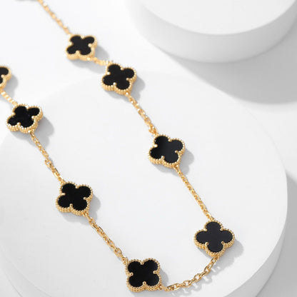 [AuraEcho]CLOVER 10 MOTIFS ONYX NECKLACE
