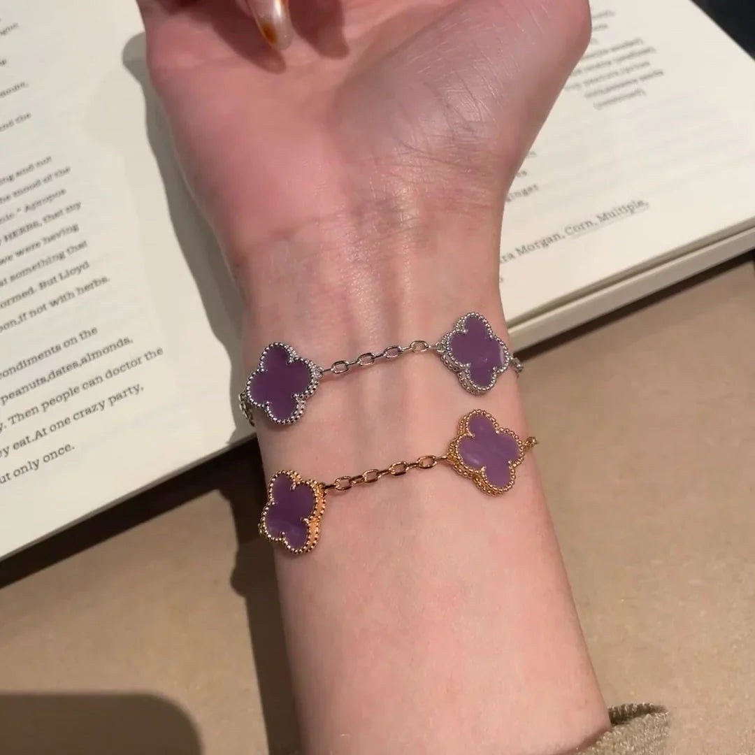 [AuraEcho] CLOVER 5 MOTIF VIOLET BRACELET COLLECTION