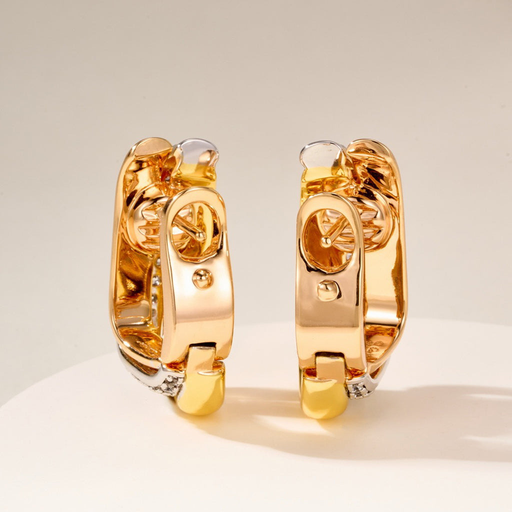 [AuraEcho]TRINITY HALF DIAMOND  CUSHION EARRINGS