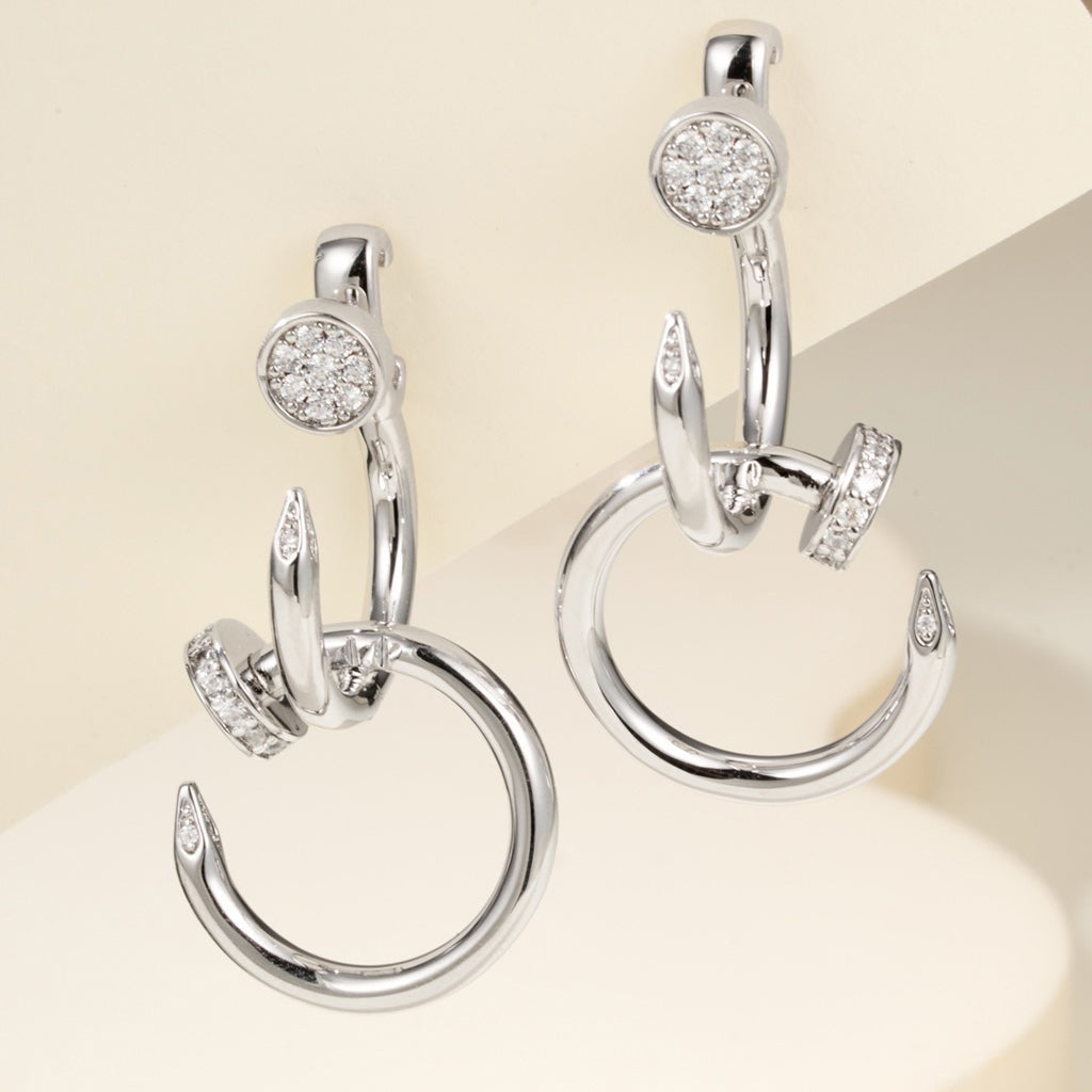 [AuraEcho]JUSTE HALF DIAMOND DOUBLE EARRINGS