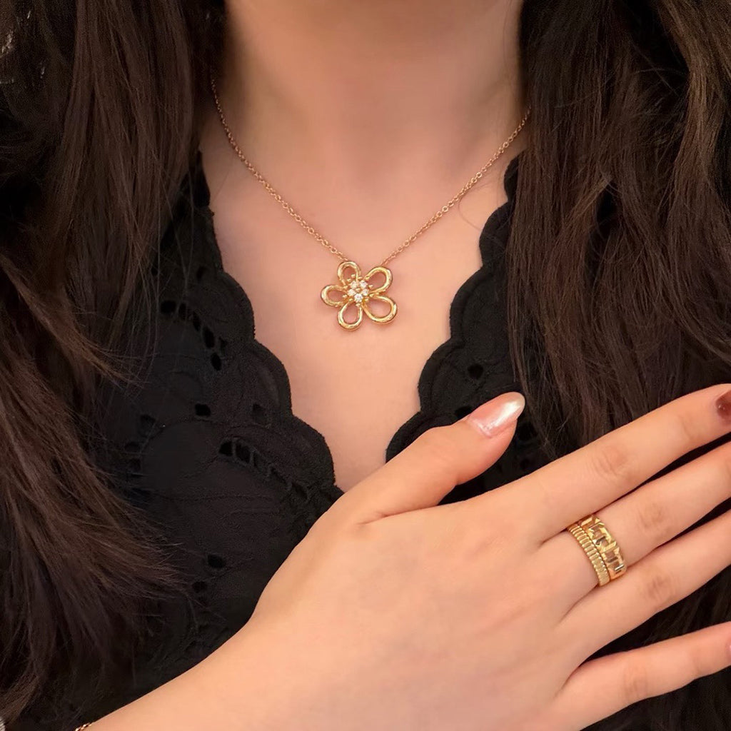 [AuraEcho]FLOWERLACE NECKLACE 5 DIAMONDS
