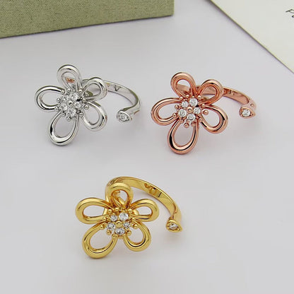 [AuraEcho]  FLOWERLACE OPEN RING 5 DIAMONDS