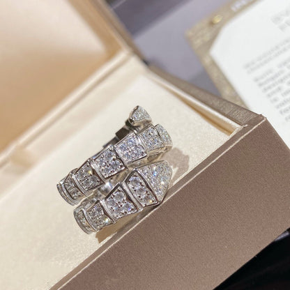 [AuraEcho]SERPENTI DOUBLE RING SILVER DIAMOND PAVED