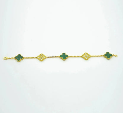[AuraEcho] CLOVER 5 MOTIF MALACHITE BRACELET COLLECTION