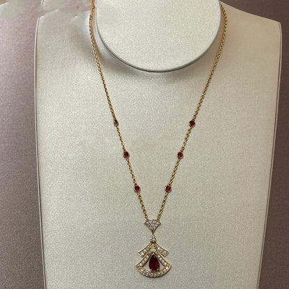 [AuraEcho]DREAM NECKLACE CARNELIAN DIAMOND PINK GOLD