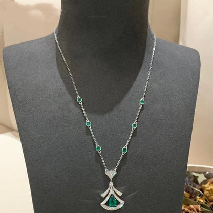 [AuraEcho]DREAM NECKLACE MALACHITE DIAMOND SILVER
