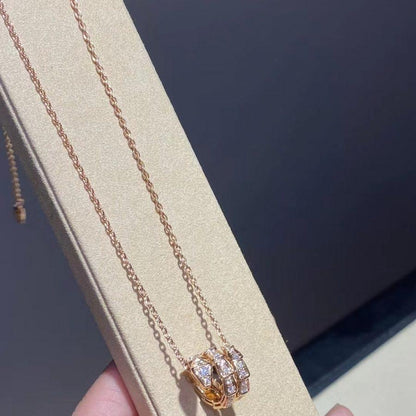 [AuraEcho]SERPENTI PINK GOLD NECKLACE DOUBLE RING DIAMOND