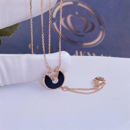 [AuraEcho]AMULETTE ROSE GOLD ONYX NECKLACE