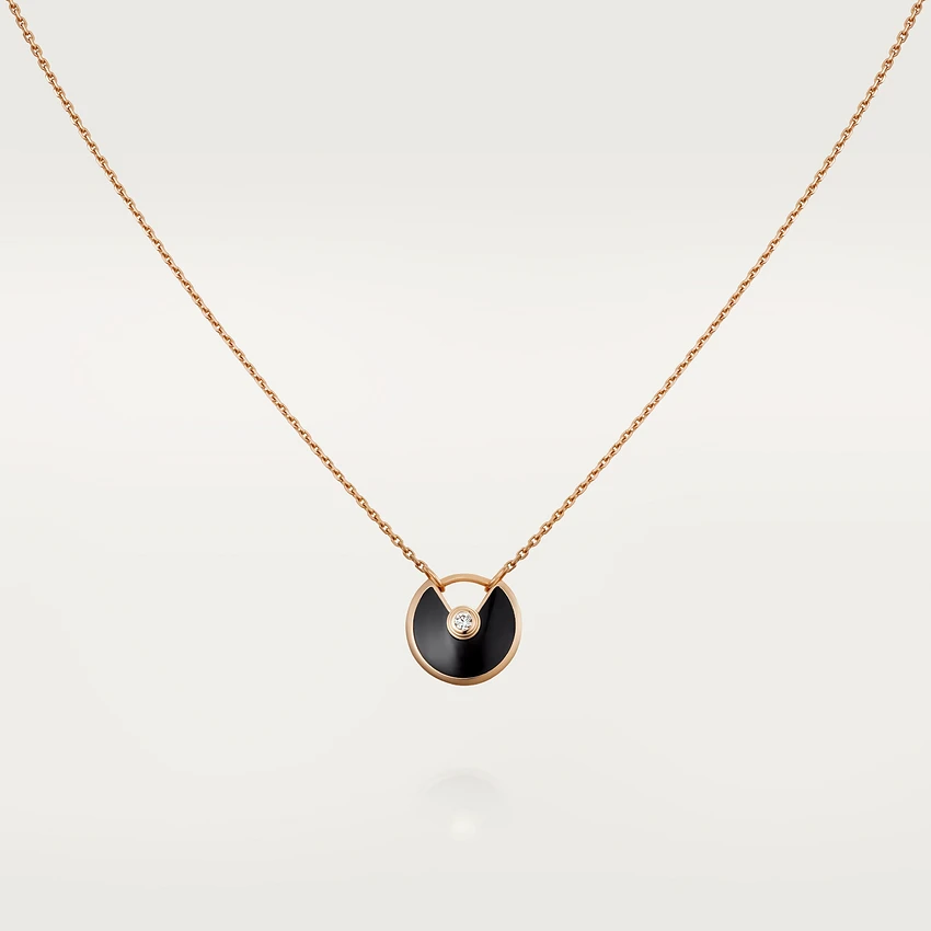 [AuraEcho]AMULETTE ROSE GOLD ONYX NECKLACE