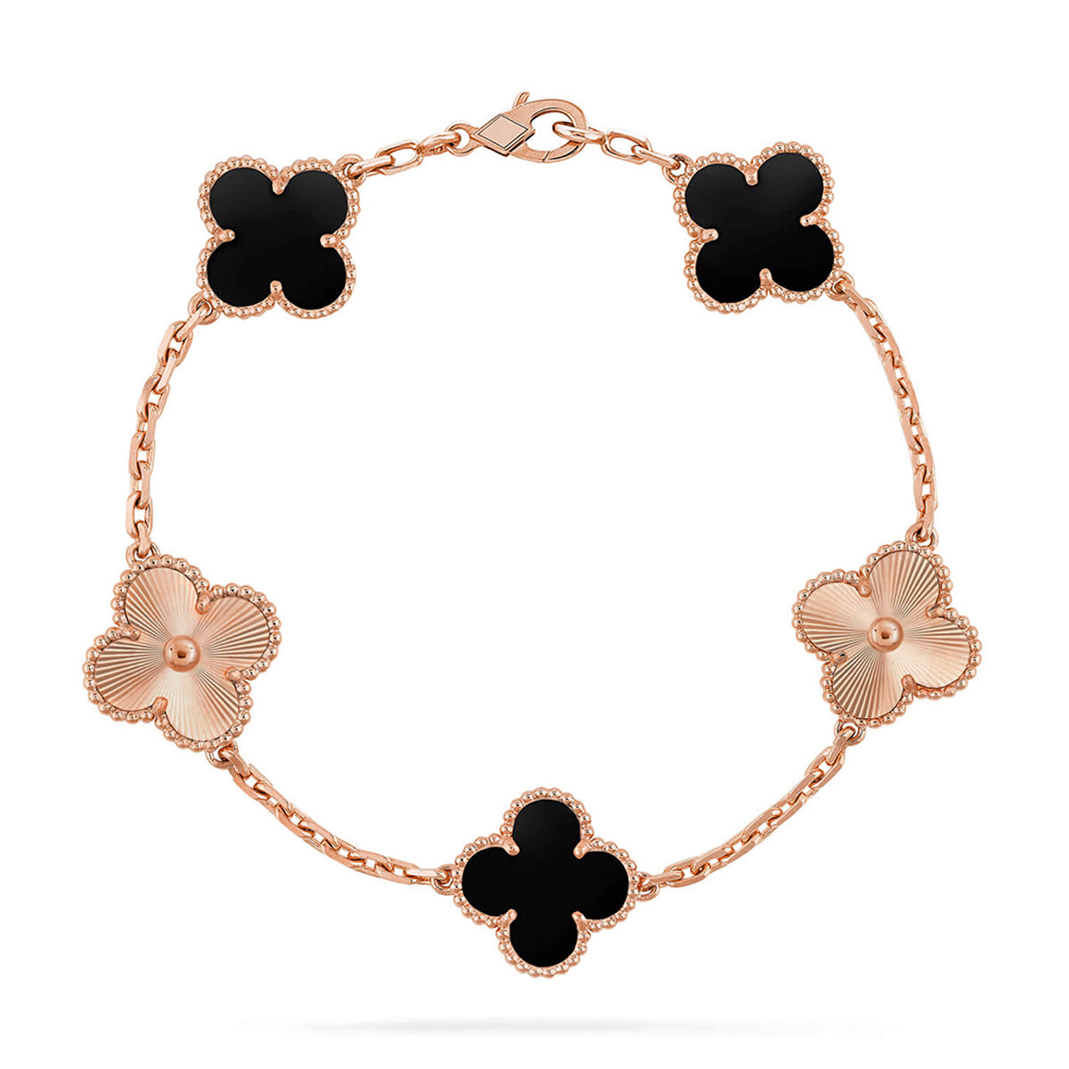 [AuraEcho] CLOVER 5 MOTIF ONYXS BRACELET COLLECTION