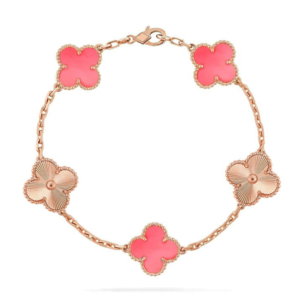 [AuraEcho] CLOVER 5 MOTIFS  PINK MOP BRACELET COLLECTION