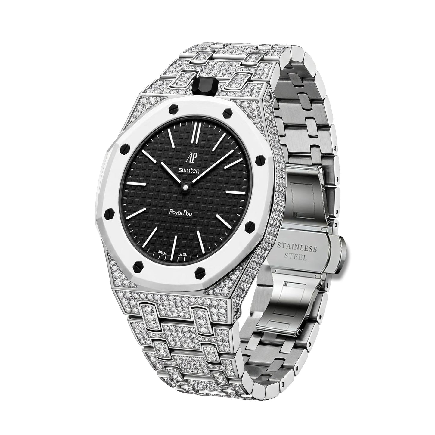 [AuraEcho]Royal Oak Pop Exclusive Bioceramic Case & Bioceramic Strap Full Diamond
