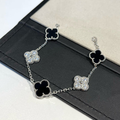 [AuraEcho] CLOVER 5 MOTIF ONYXS BRACELET COLLECTION
