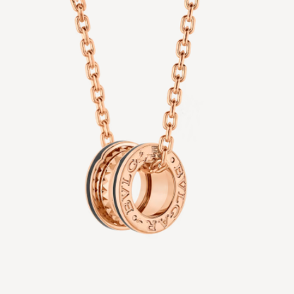[AuraEcho]ZERO 1 ROCK PEDANT PINK GOLD BLACK NECKLACE