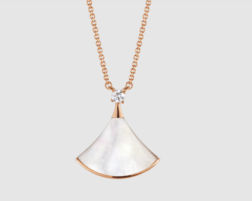 [AuraEcho]DREAM NECKLACE WHITE MOP PINK GOLD 1 DIAMOND