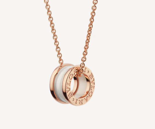 [AuraEcho]ZERO 1 WHITE CERAMIC PINK GOLD NECKLACE